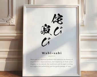Wabi-Sabi Japanese Definition Print, Minimalist Typography Wall Art, Japandi Decor (Digital Download)