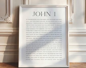 John 1 Bible Verse Print: Minimalist Christian Wall Art (Instant Download)