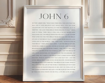 John 6 Bible Verse Print: Minimalist Christian Wall Art (Digital Download)
