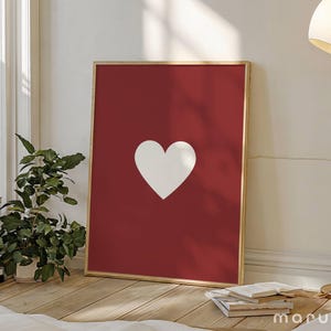 Red Heart Wall Art, Bedroom Decor, Aesthetic Preppy Printable Poster, Trendy Love Print, Nursery Art, Kids Room Art, Cute Girly College Dorm