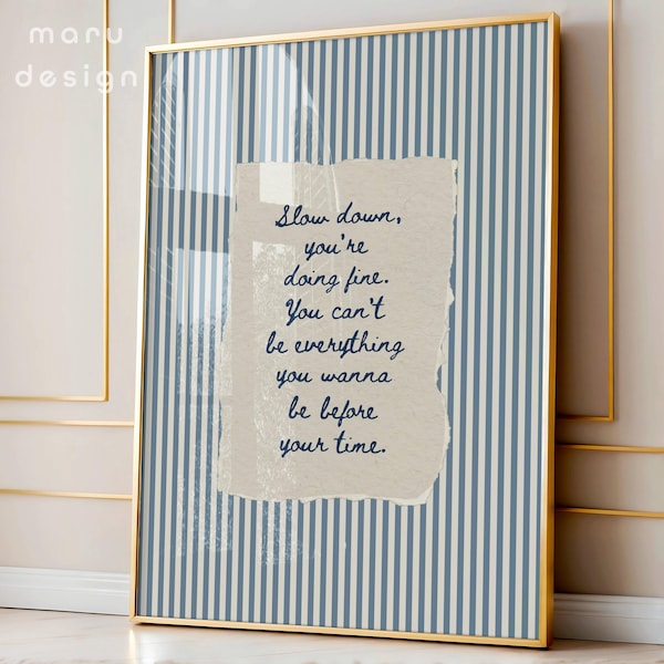 Arte de pared "Reduce la velocidad, lo estás haciendo bien", lámina con cita inspiradora vintage, póster retro con letras de Billy Vienna, decoración con recordatorios diarios escritos a mano.
