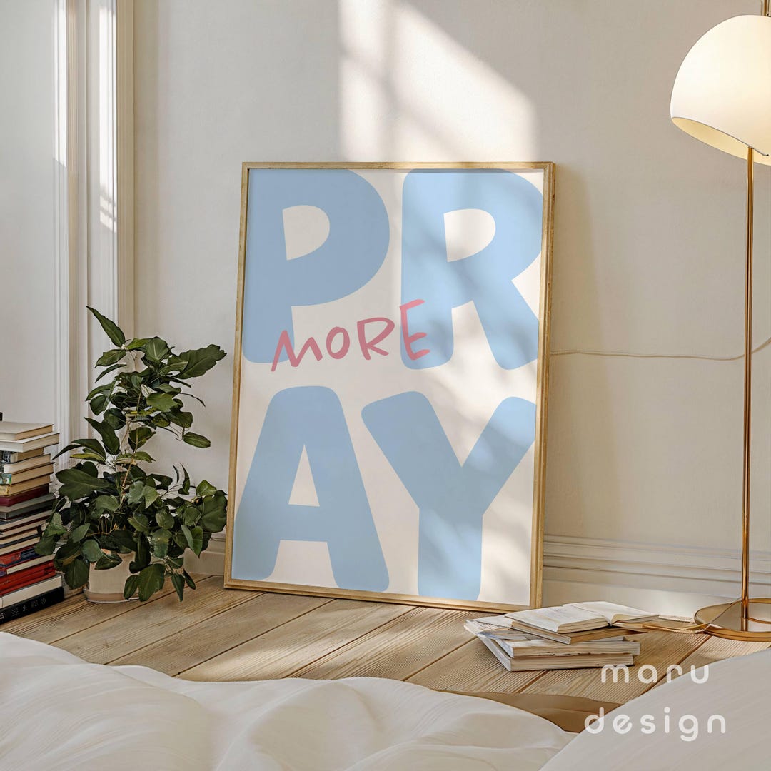 Pray More Christian Wall Art: Minimalist Bible Verse Print (digital ...