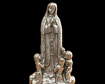 Our Lady of Fatima Mini Saint Statue For Auto Car Dashboard, Made In Italy