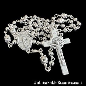Miraculous Medal Rosary Stainless Steel Beads, Italian Medals by Unbreakable Rosaries