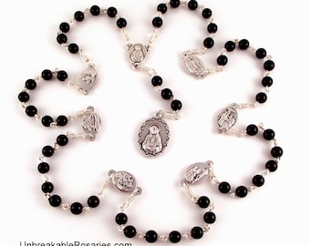 Seven Sorrows of Mary Servite Rosary Beads In Black Onyx by Unbreakable Rosaries
