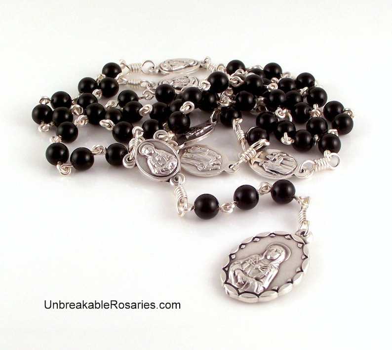 Seven Sorrows of Mary Servite Rosary Beads In Black Onyx by Unbreakable Rosaries image 2