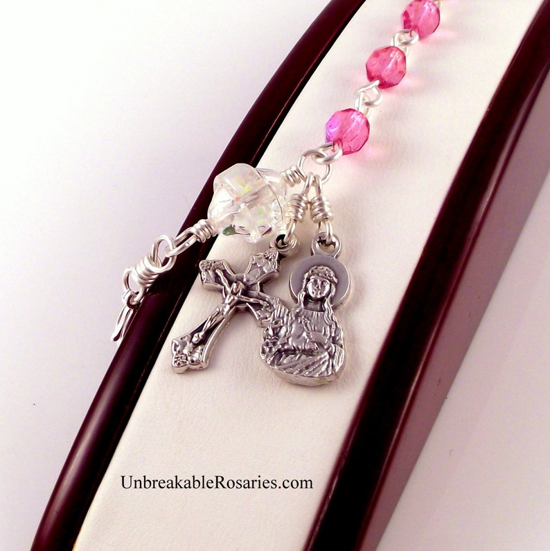 Saint Philomena Rosary Bracelet In Pink Rose Fire Polished Etsy