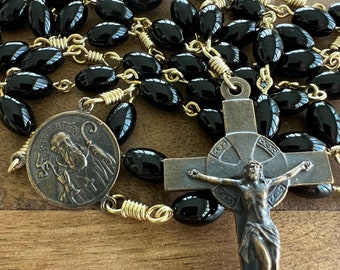 Custom Order For Charles, Bronze and Onyx Rosary by Unbreakable Rosaries