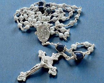 Enormi rosari francesi, grandi perline rosario in legno, perline rosario di Lourdes, perline crocifisso cristiane, perline di preghiera religiosa, decorazioni cristiane - Italia
