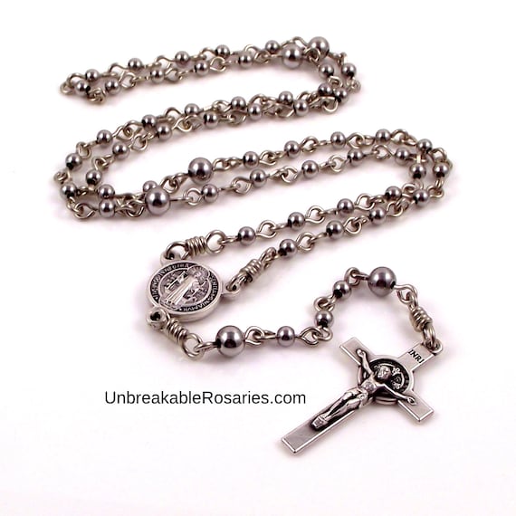 BEBERLINI Traditional Rosary Necklace Five Decade Stainless Steel Catholic  Prayer Beads 10mm - Walmart.com