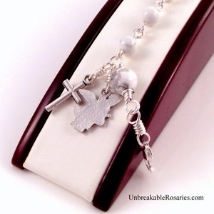 Rosary Bracelet Saint Michael The Archangel In White Magnesite by Unbreakable Rosaries image 5