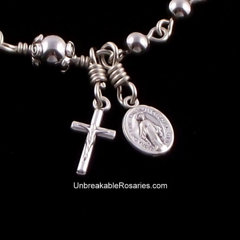 Rosary Bracelet Stainless Steel Bead Miraculous Medal w image 9