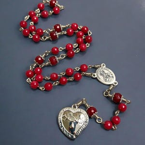 Catholic Rosary Chaplet | Most Precious Blood of Jesus Chaplet | Faceted Red Jade | Made by Unbreakable Rosaries