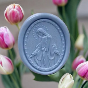 Timbro di ceralacca Vergine Maria con manico, Nostra Signora delle Grazie