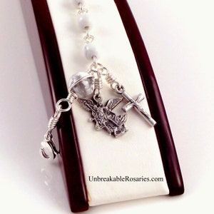 Rosary Bracelet Saint Michael The Archangel In White Magnesite by Unbreakable Rosaries image 3