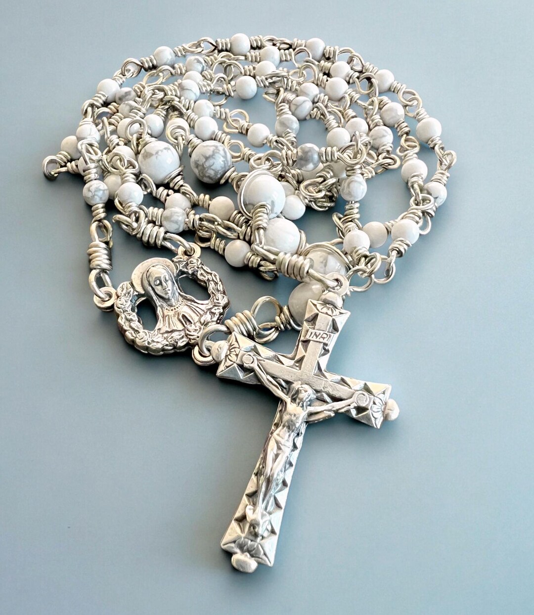 Virgin Mary, Sacred Heart of Jesus Unbreakable Rosary Beads, Wire ...