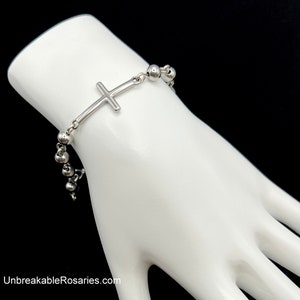 Stainless Steel Cross and Bead Catholic, Christian Bracelet by Unbreakable Rosaries