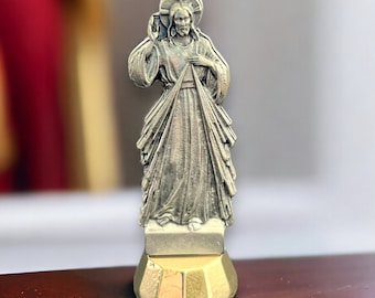 Divine Mercy of Jesus Miniature Statue, Adhesive Car Dashboard Statue Made In Italy