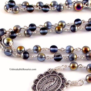 Virgin of Guadalupe Rosary Beads In Sapphire Marea Czech Glass Beads By Unbreakable Rosaries image 3