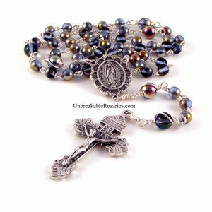 Virgin of Guadalupe Rosary Beads In Sapphire Marea Czech Glass Beads By Unbreakable Rosaries image 2