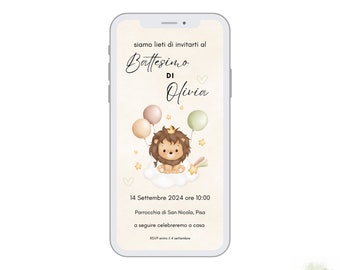 Little Lion Baptism Digital Invite | Invito Digitale Battesimo Leoncino