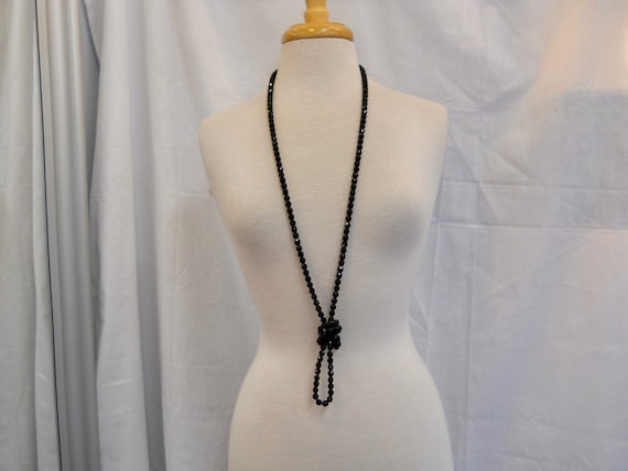 Vintage 1920s 20s French Jet Bead Necklace Flappe… - image 2