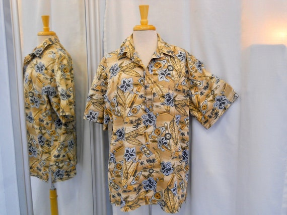Vintage 1980s 80s Hawaiian Shirt Island Tradition… - image 1