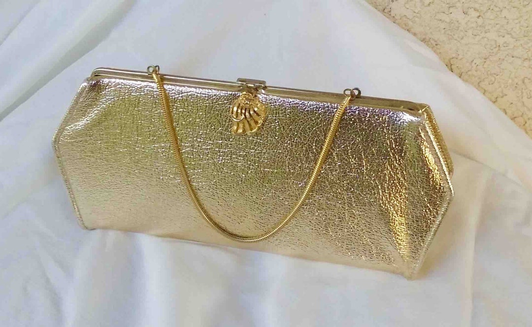 Vintage Sixties Imperfect Matte Gold Top Handle Golden Handbag - Etsy