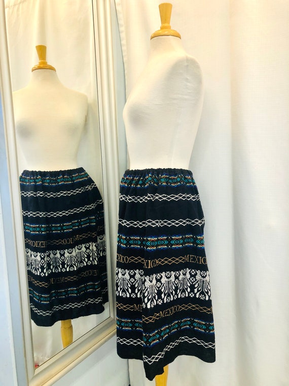 Vintage 1980s 80s Woven Patterned Mexican Skirt B… - image 3