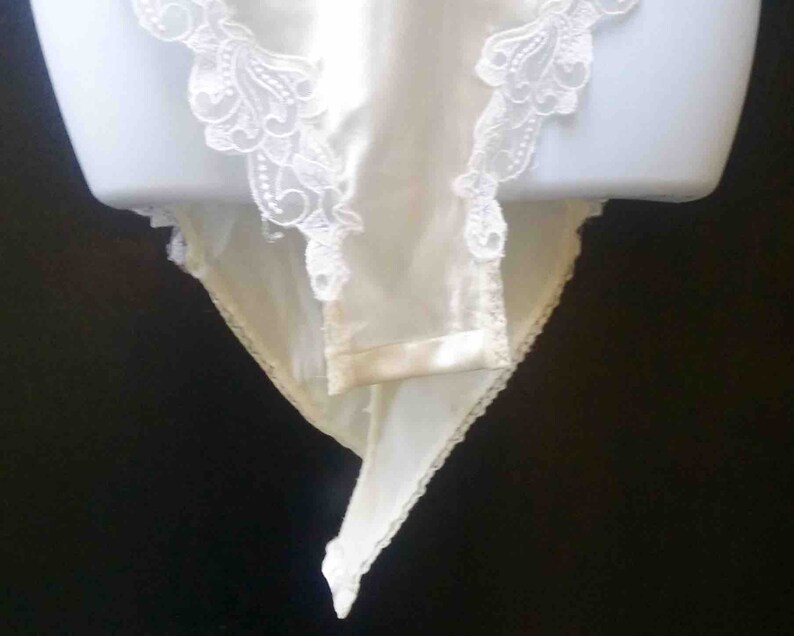 Vintage Nineties Ivory Satin Teddy with Lace Trim from Victorias Secret Size L Lingerie