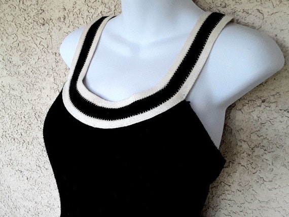 Vintage Fifties Black and White Swim Suit / Bathi… - image 3