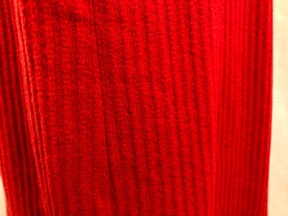 Vintage 1950s 50s Bright Red Wool Skirt Straight … - image 8