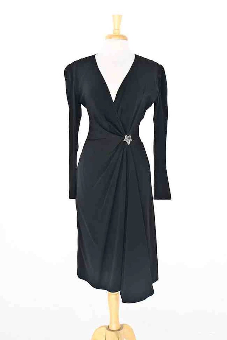 Vintage Eighties Semi Formal Black Draped Dress With - Etsy New Zealand