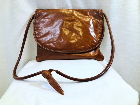 Burnt Caramel Brown Leather Envelope Purse by Per… - image 1