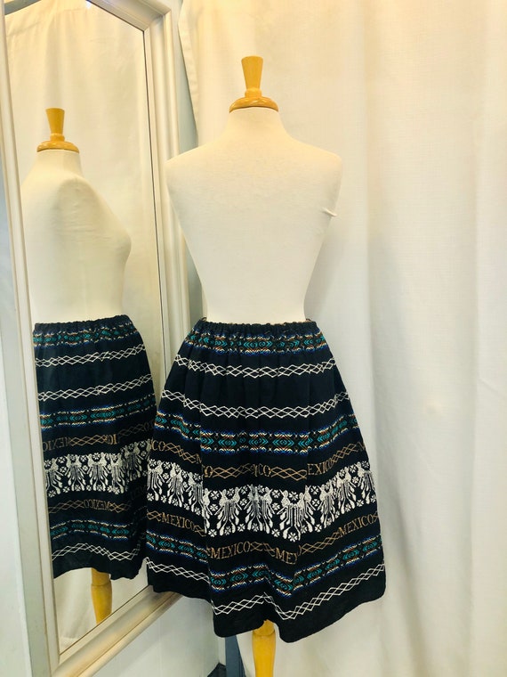 Vintage 1980s 80s Woven Patterned Mexican Skirt B… - image 4