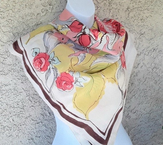 Vintage Fifties Large Square Silk Scarf by Glente… - image 5