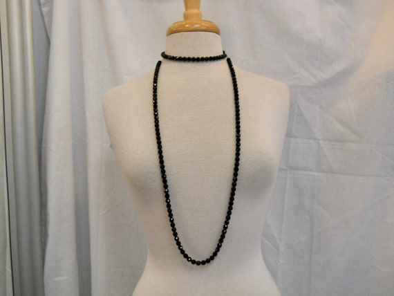 Vintage 1920s 20s French Jet Bead Necklace Flappe… - image 3