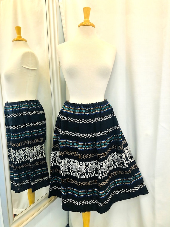 Vintage 1980s 80s Woven Patterned Mexican Skirt B… - image 2