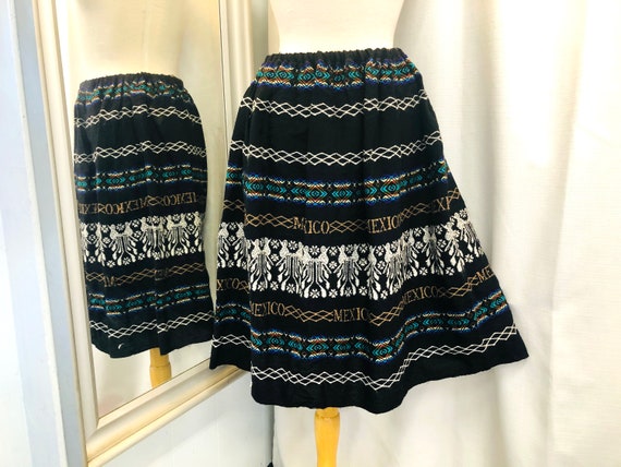 Vintage 1980s 80s Woven Patterned Mexican Skirt B… - image 1