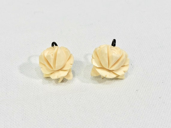 Vintage carved ivory earrings sale