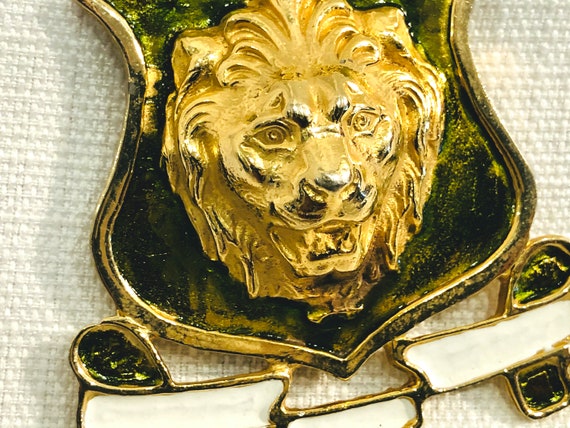 Vintage 1950s 50s Lion Shield Brooch by Accessocr… - image 3