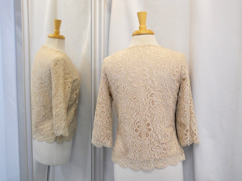 Vintage 1960s 60s Beige Lace Jacket Lace Blouse Dressy Blouse | Etsy