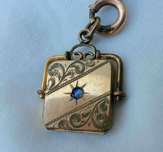 Antique Victorian Distressed Brass Watch Fob Lock… - image 2