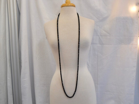 Vintage 1920s 20s French Jet Bead Necklace Flappe… - image 1