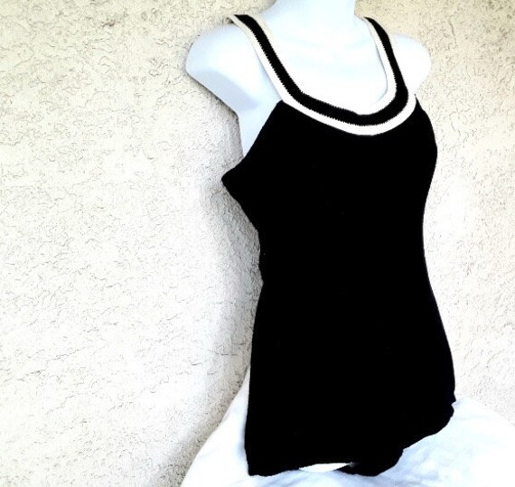Vintage Fifties Black and White Swim Suit / Bathi… - image 2
