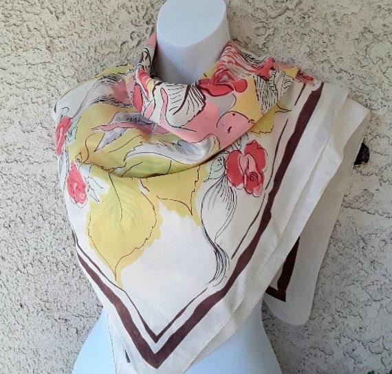 Vintage Fifties Large Square Silk Scarf by Glente… - image 4