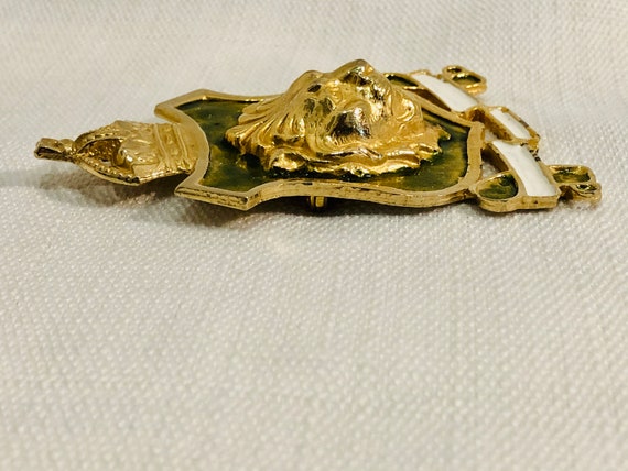 Vintage 1950s 50s Lion Shield Brooch by Accessocr… - image 5