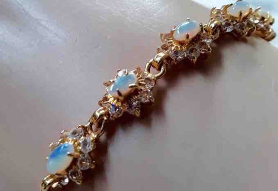 Vintage Eighties Faux Five Opal and Cubic Zircon … - image 4