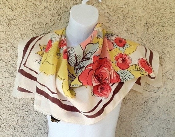 Vintage Fifties Large Square Silk Scarf by Glente… - image 1