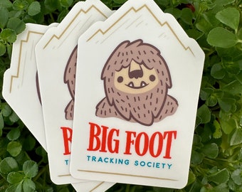 Big Foot Tracking Society Vinyl Sticker, Water bottle Sticker, Waterproof Sticker, Sasquatch Sticker, Aesthetic Sticker, Laptop Sticker